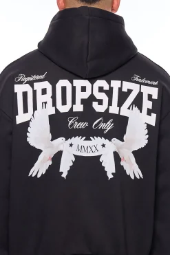 HEAVY OVERSIZE CREW ONLY HOODIE BLACK