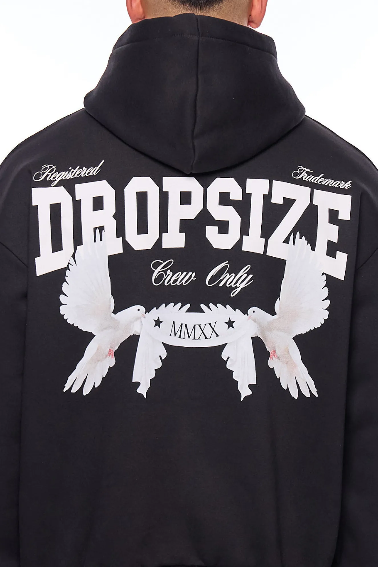 HEAVY OVERSIZE CREW ONLY HOODIE BLACK
