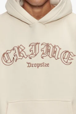 HEAVY OVERSIZE CRIME OUTLINE HOODIE COCONUT MILK