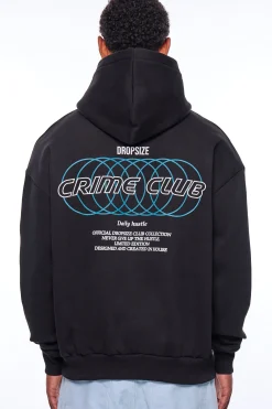 HEAVY OVERSIZE CRIME RINGS HOODIE BLACK