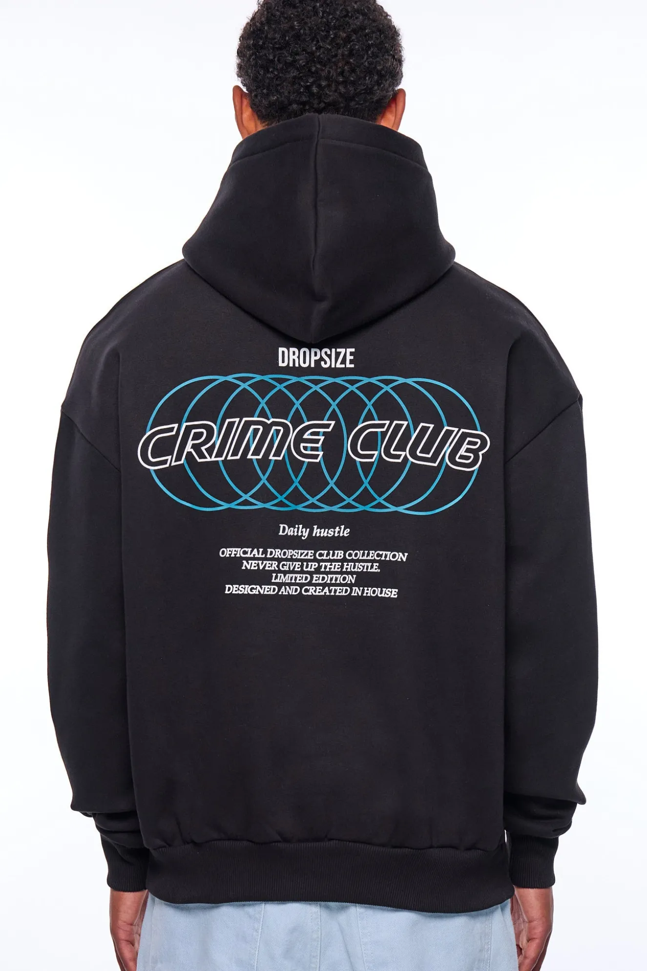 HEAVY OVERSIZE CRIME RINGS HOODIE BLACK