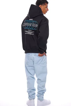 HEAVY OVERSIZE CRIME RINGS HOODIE BLACK