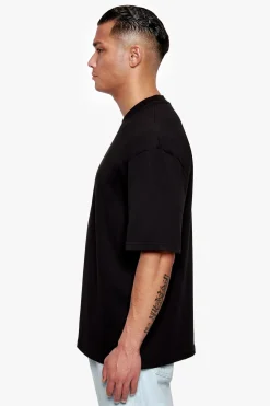 HEAVY OVERSIZE CURVED HD LOGO T-SHIRT BLACK