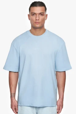 HEAVY OVERSIZE CURVED HD LOGO T-SHIRT BABY BLUE
