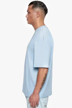 HEAVY OVERSIZE CURVED HD LOGO T-SHIRT BABY BLUE
