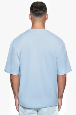HEAVY OVERSIZE CURVED HD LOGO T-SHIRT BABY BLUE