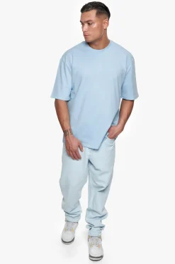HEAVY OVERSIZE CURVED HD LOGO T-SHIRT BABY BLUE