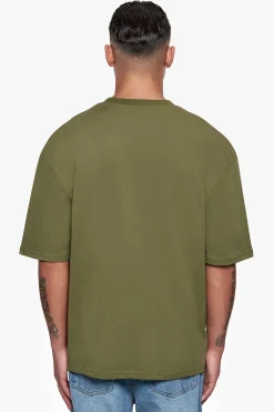 HEAVY OVERSIZE CURVED HD LOGO T-SHIRT OLIVE