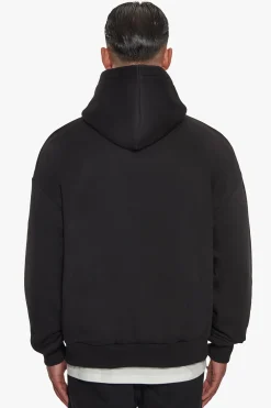 HEAVY OVERSIZE CURVED HOODIE BLACK