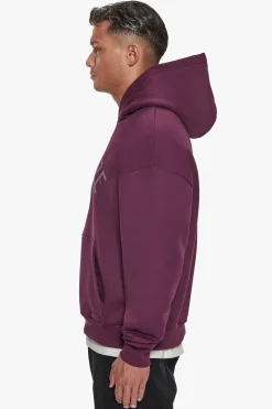 HEAVY OVERSIZE CURVED HOODIE GRAPE WINE