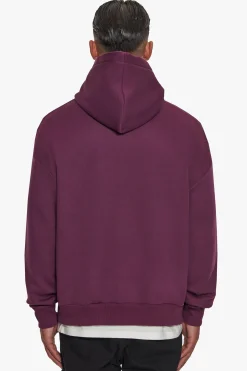 HEAVY OVERSIZE CURVED HOODIE GRAPE WINE