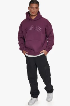 HEAVY OVERSIZE CURVED HOODIE GRAPE WINE