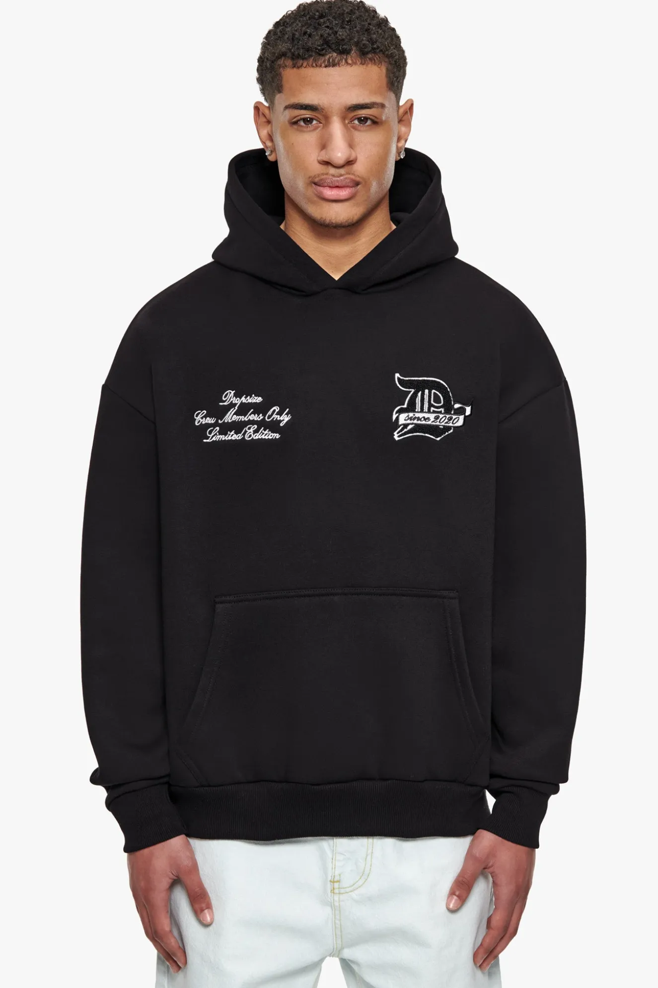 HEAVY OVERSIZE D LOGO HOODIE BLACK