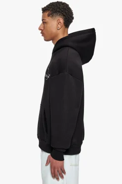 HEAVY OVERSIZE D LOGO HOODIE BLACK