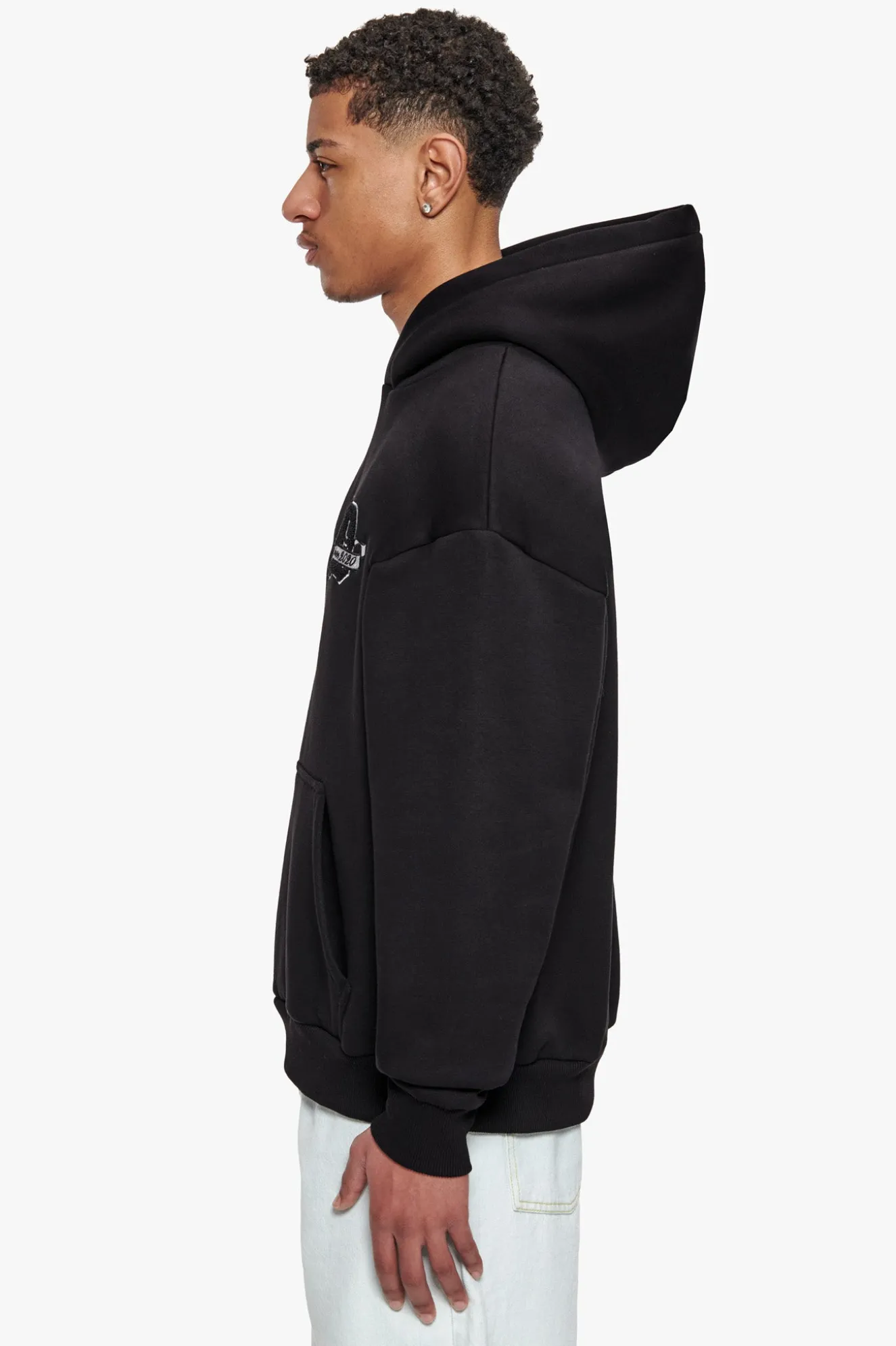HEAVY OVERSIZE D LOGO HOODIE BLACK