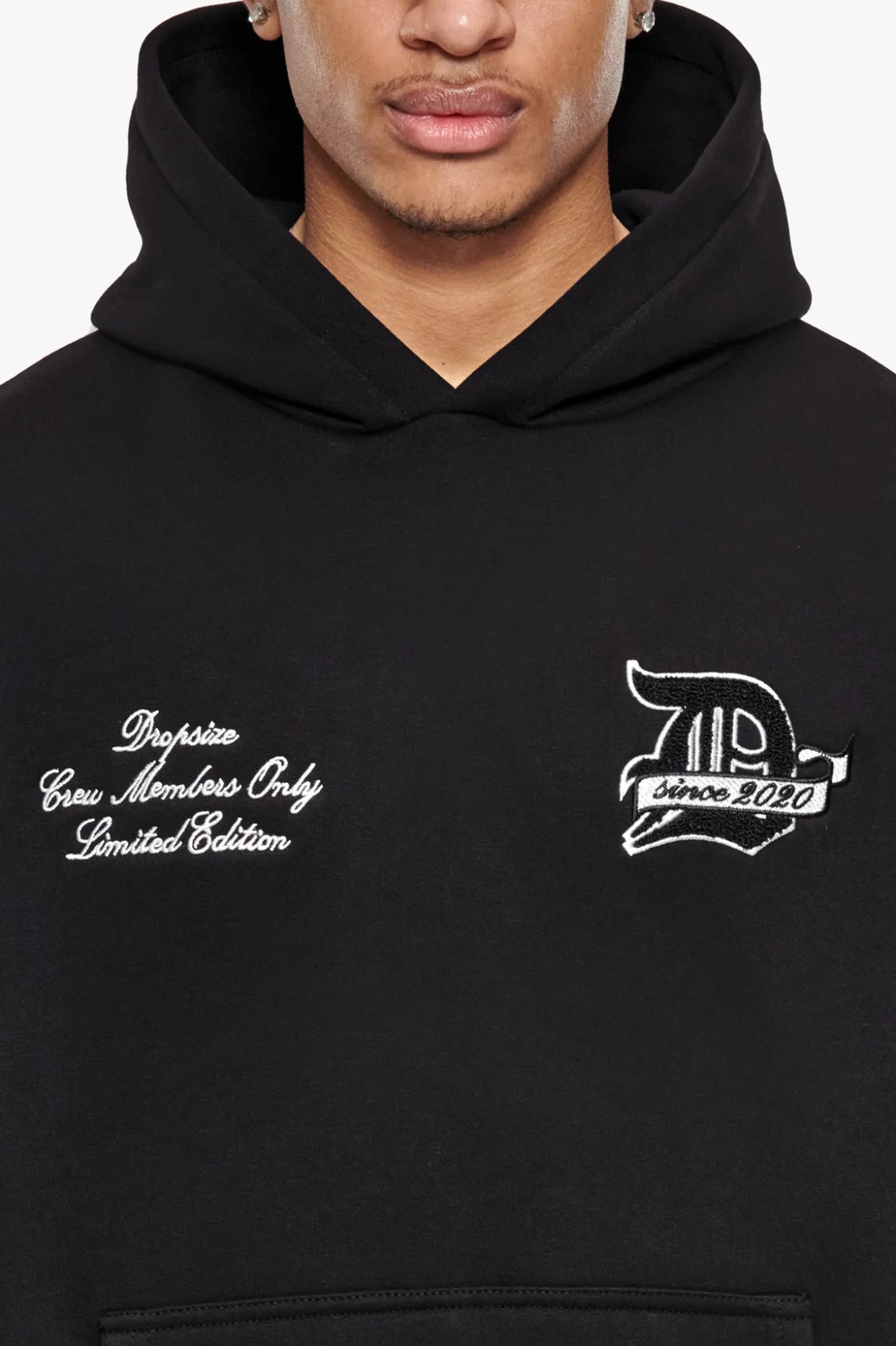 HEAVY OVERSIZE D LOGO HOODIE BLACK