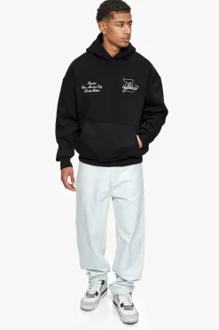 HEAVY OVERSIZE D LOGO HOODIE BLACK
