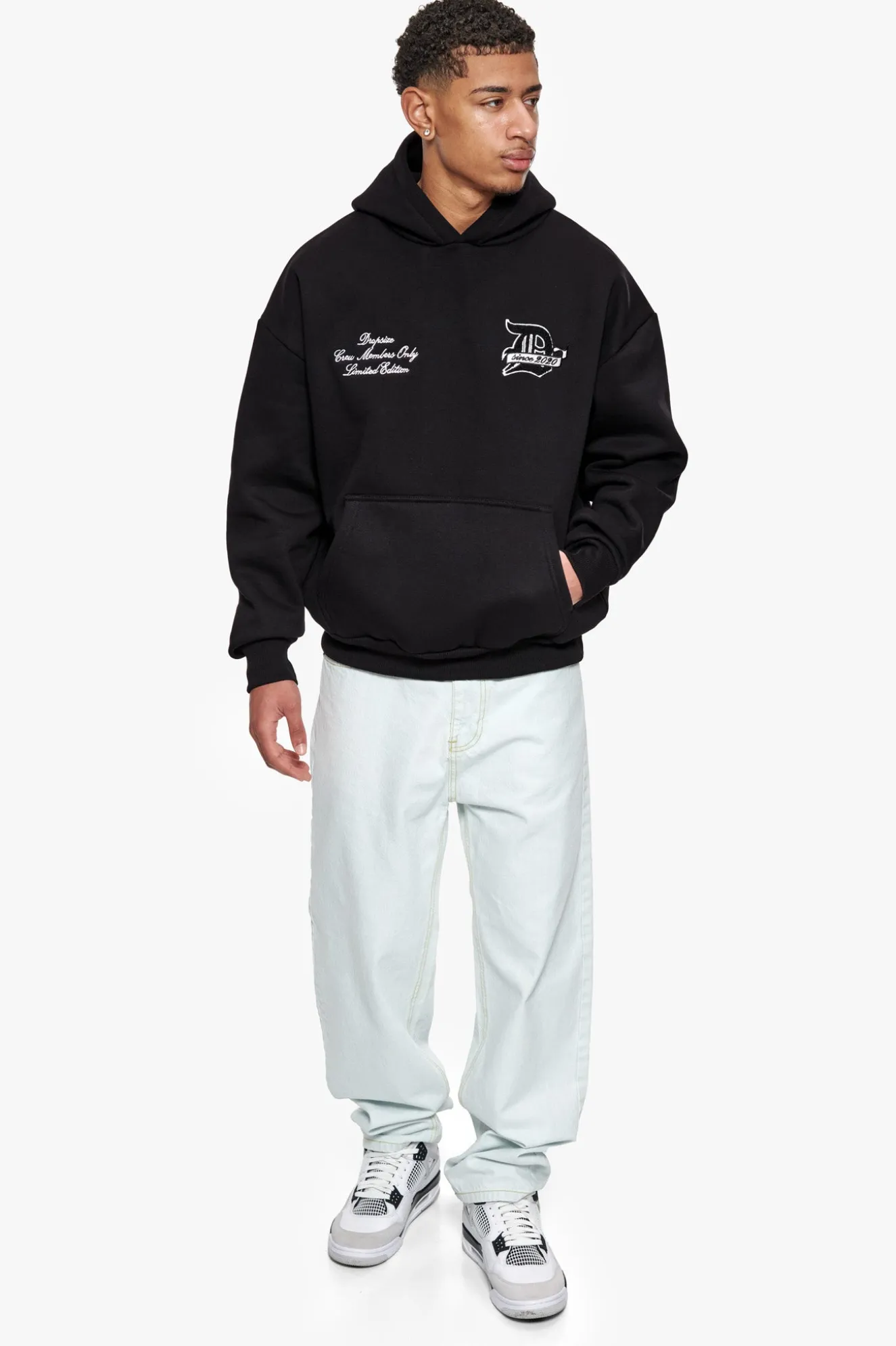 HEAVY OVERSIZE D LOGO HOODIE BLACK
