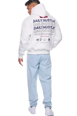HEAVY OVERSIZE DAILY HUSTLE HOODIE CREAM WHITE