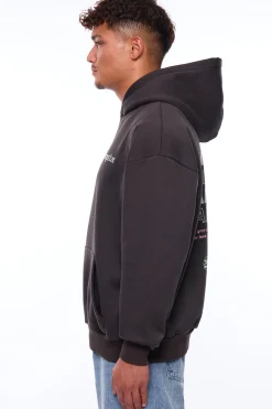 HEAVY OVERSIZE DAILY HUSTLE HOODIE WASHED BLACK