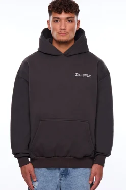 HEAVY OVERSIZE DAILY HUSTLE HOODIE WASHED BLACK
