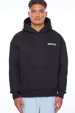 HEAVY OVERSIZE DOVES AND ROSES HOODIE BLACK