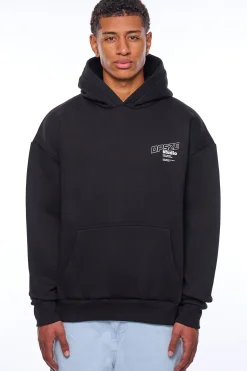 HEAVY OVERSIZE DPSZE HUSTLE HOODIE BLACK