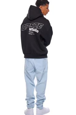 HEAVY OVERSIZE DPSZE HUSTLE HOODIE BLACK