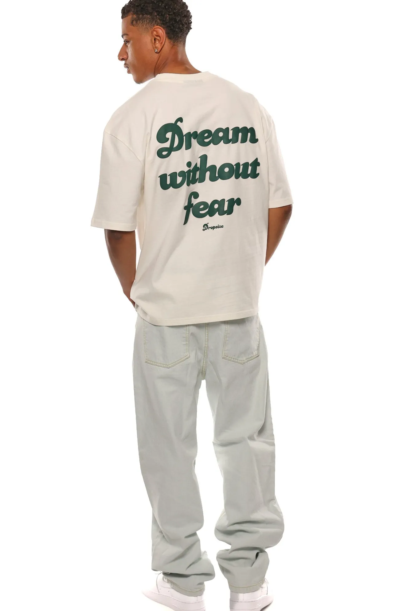 HEAVY OVERSIZE DREAM WITHOUT FEAR T-SHIRT CREAM WHITE
