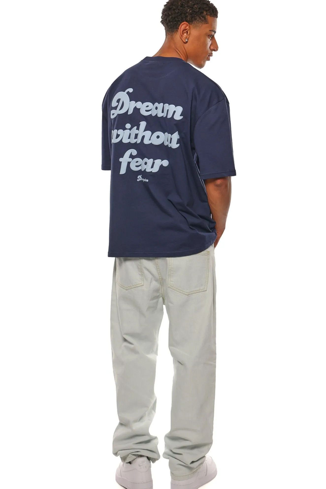 HEAVY OVERSIZE DREAM WITHOUT FEAR T-SHIRT BLACK IRIS