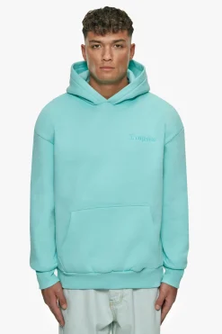 HEAVY OVERSIZE EMBO HOODIE TURQUOISE
