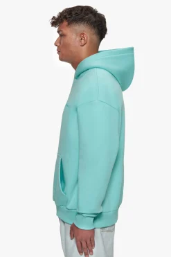 HEAVY OVERSIZE EMBO HOODIE TURQUOISE