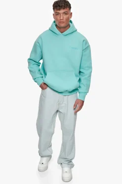 HEAVY OVERSIZE EMBO HOODIE TURQUOISE