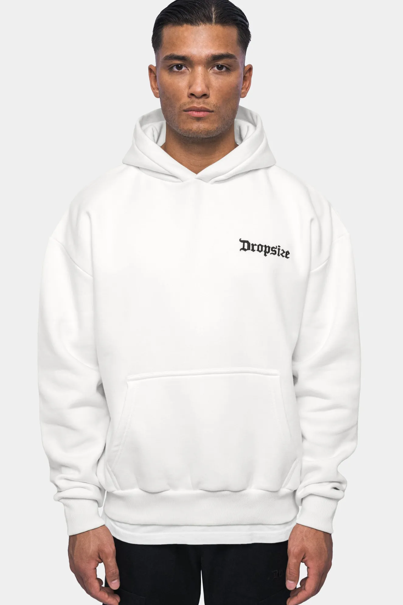 HEAVY OVERSIZE EMBO HOODIE CREAM WHITE