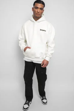 HEAVY OVERSIZE EMBO HOODIE CREAM WHITE