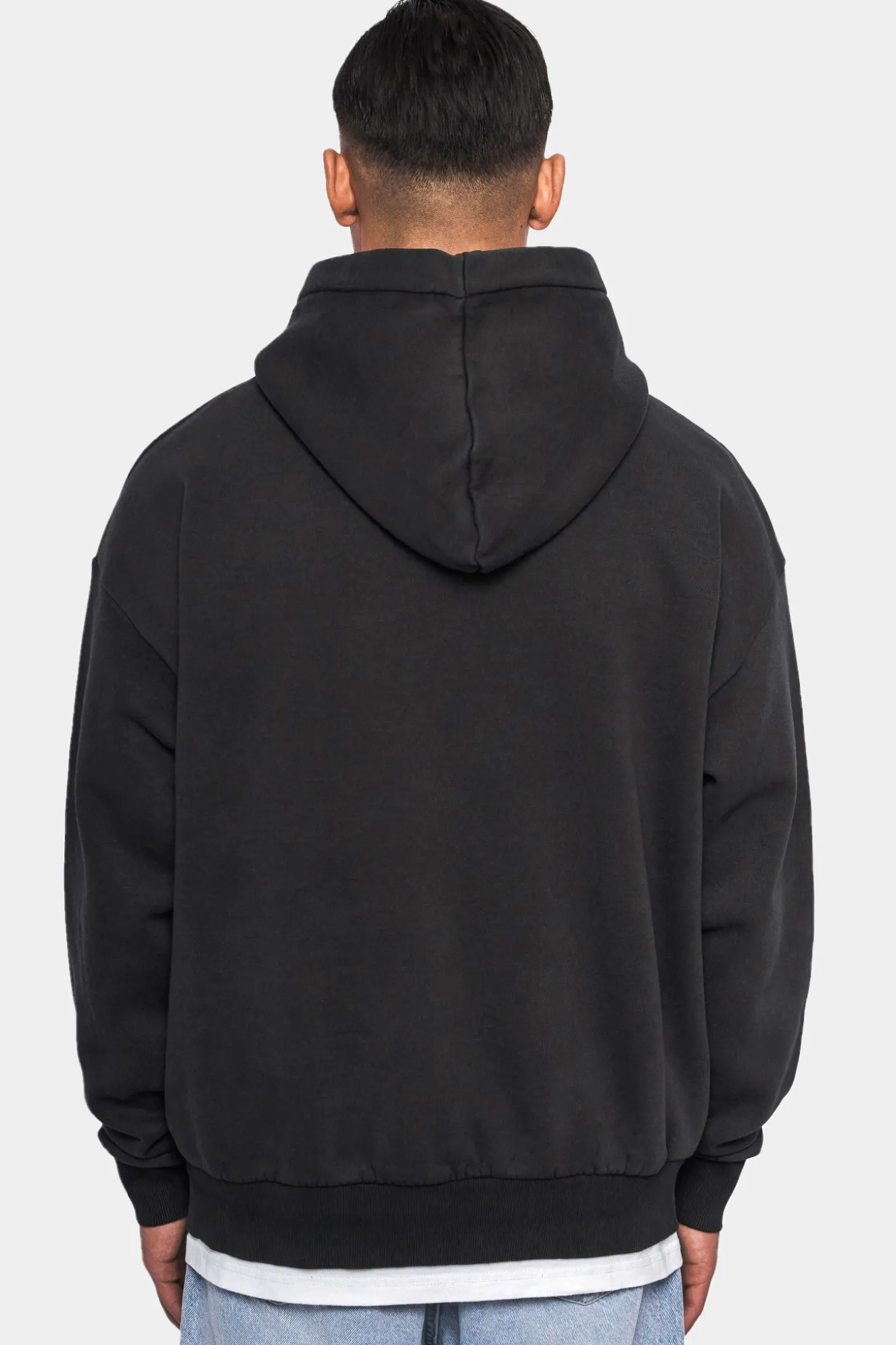 HEAVY OVERSIZE EMBO HOODIE ACID WASHED BLACK