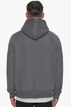HEAVY OVERSIZE EMBO HOODIE GRAY / CREAM