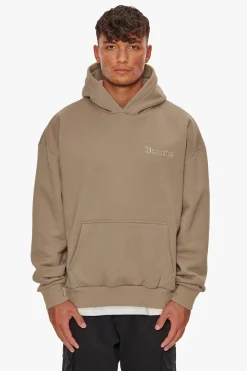 HEAVY OVERSIZE EMBO HOODIE SILVER MINK