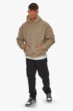 HEAVY OVERSIZE EMBO HOODIE SILVER MINK