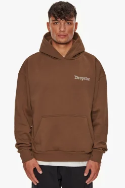 HEAVY OVERSIZE EMBO HOODIE BROWN