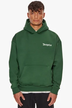 HEAVY OVERSIZE EMBO HOODIE DARK GREEN