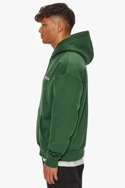 HEAVY OVERSIZE EMBO HOODIE DARK GREEN
