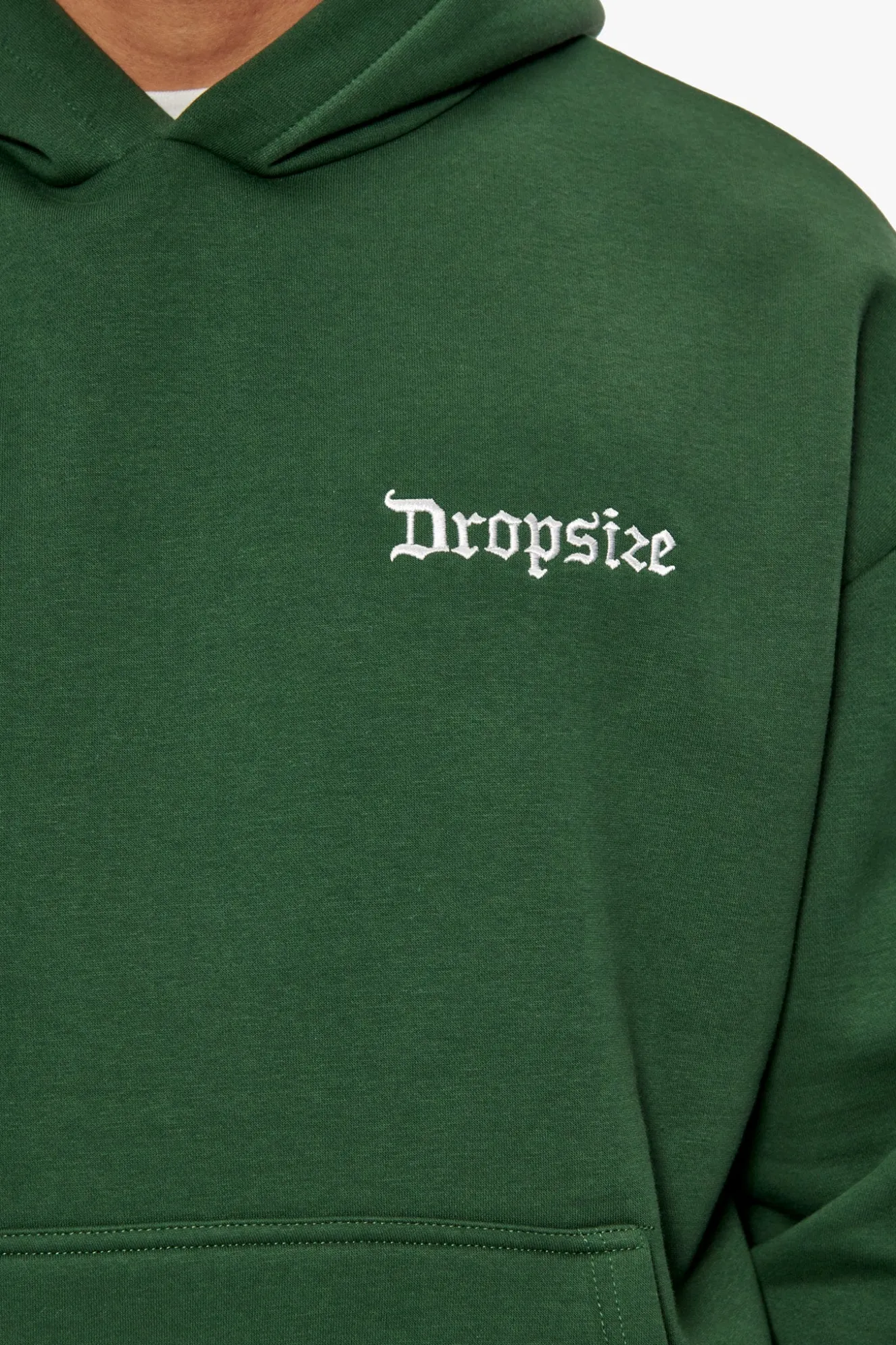 HEAVY OVERSIZE EMBO HOODIE DARK GREEN