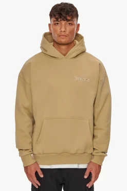HEAVY OVERSIZE EMBO HOODIE LIGHT BROWN