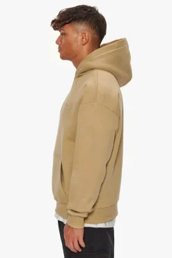 HEAVY OVERSIZE EMBO HOODIE LIGHT BROWN