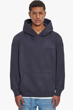 HEAVY OVERSIZE EMBO HOODIE WASHED NAVY
