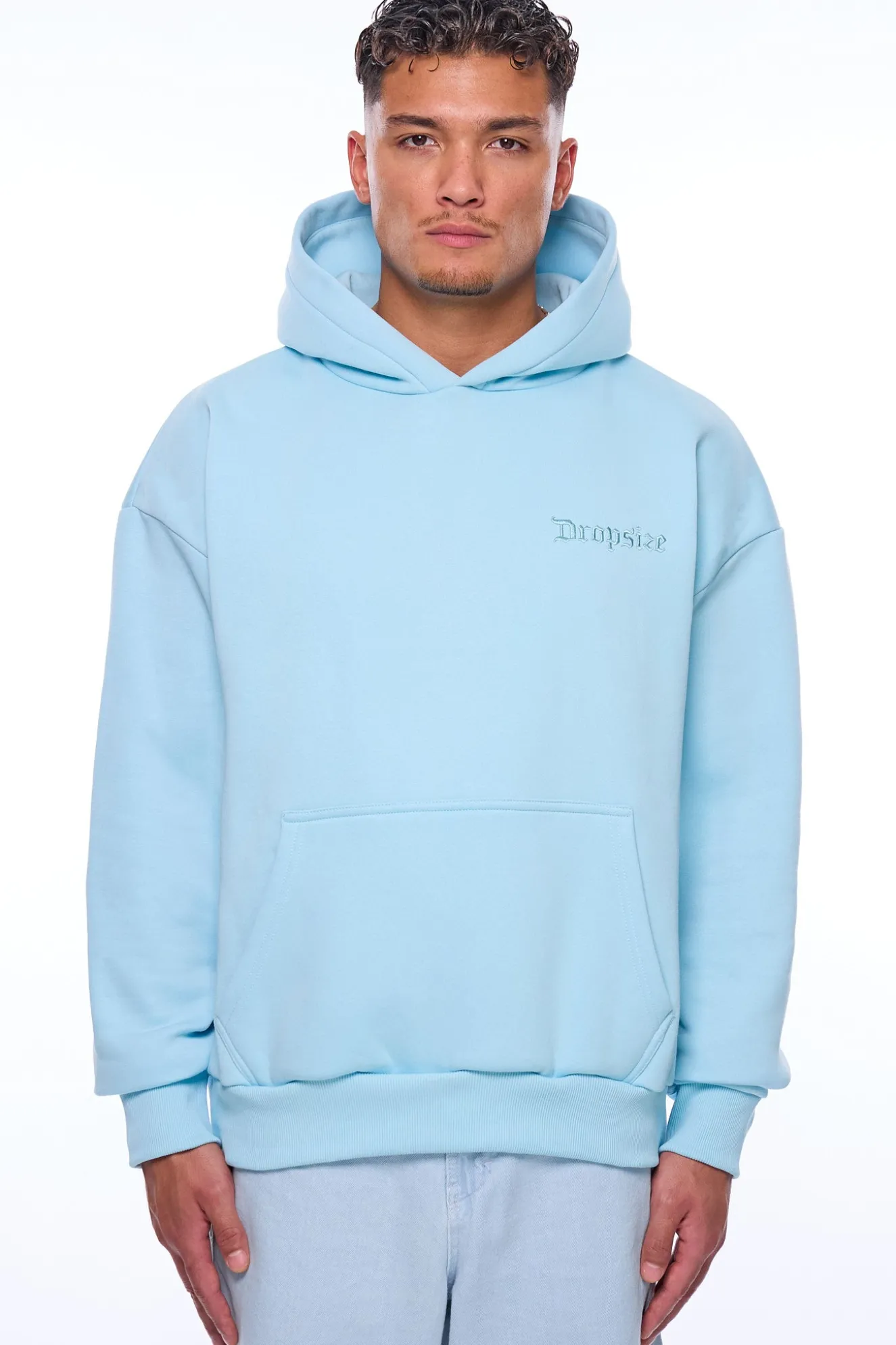 HEAVY OVERSIZE EMBO HOODIE BLUE GLOW