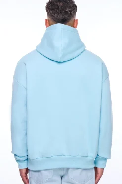 HEAVY OVERSIZE EMBO HOODIE BLUE GLOW