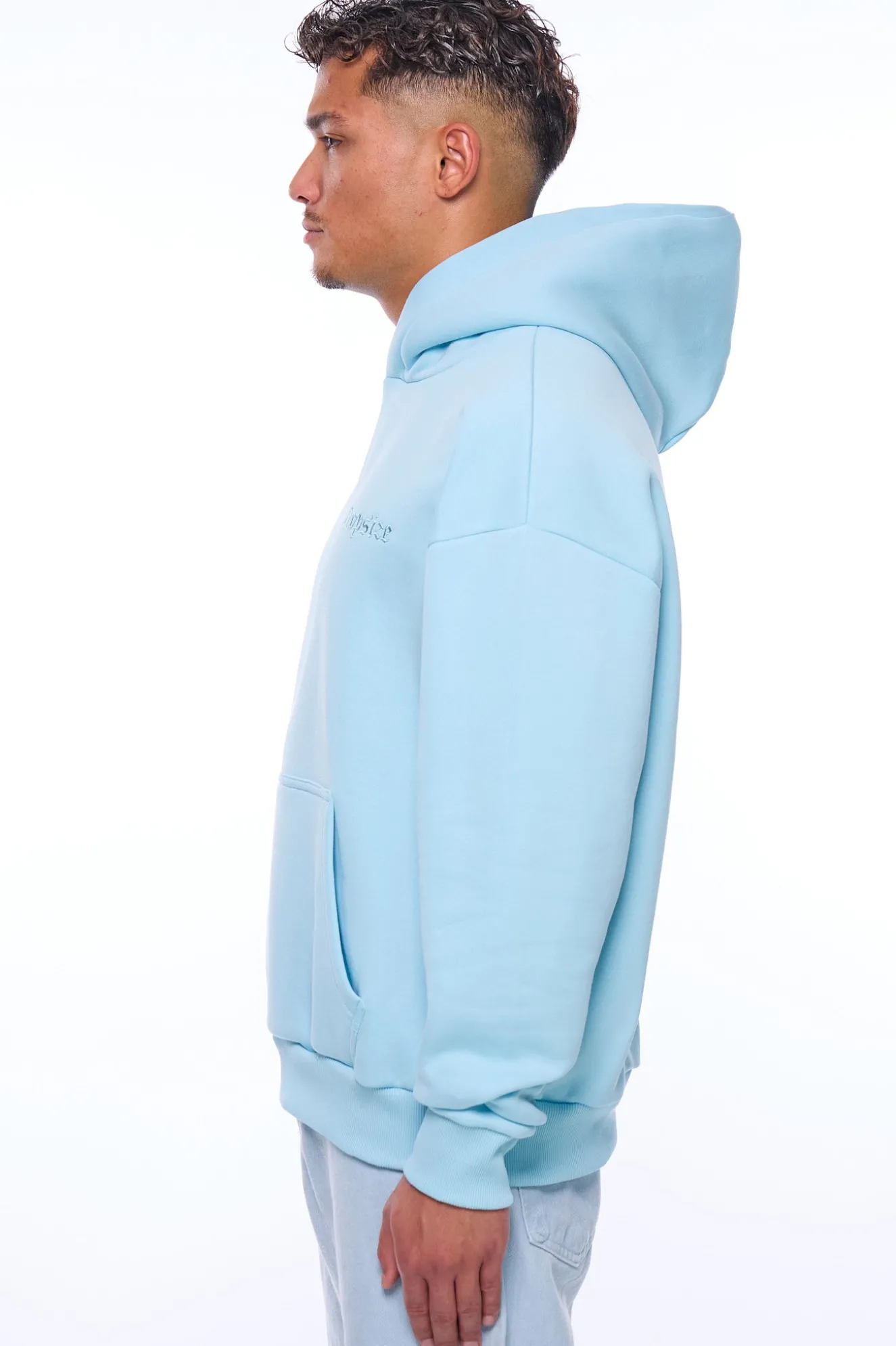HEAVY OVERSIZE EMBO HOODIE BLUE GLOW