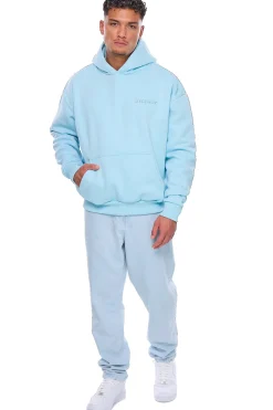 HEAVY OVERSIZE EMBO HOODIE BLUE GLOW